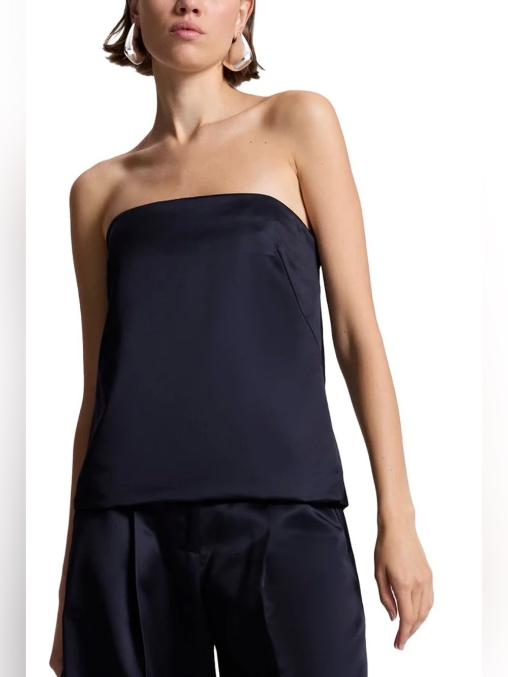A.L.C. Ani Strapless Satin Bandeau Top - Black size 8 & 6